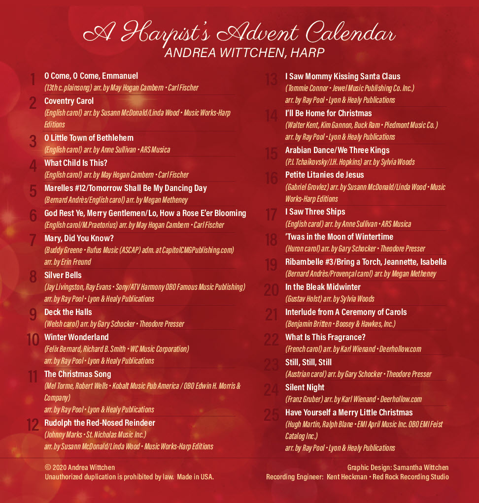 harpist's advent calendar included tunes